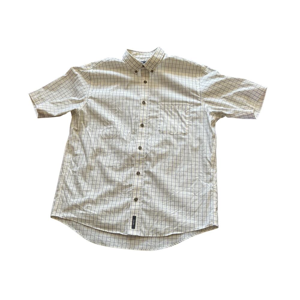 Cabelas Mens Large Button Down Shirt Plaid Outdoor Short Sleeve Collar READ NOTE